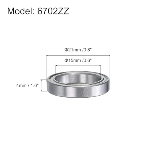 uxcell 6702ZZ Deep-Groove Ball Bearings for Rollers, 15mm x 21mm x 4mm Seal Bearings with Fiber Gloves, Double Metal Sealed Bearing Steel Skateboard Bearings 10Pcs - size: 6702ZZ