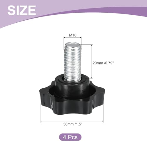 uxcell 4Pcs M10 x 20mm Star Knobs Plastic Hex Shaped Clamping Knob - size: M10 x 20mm
