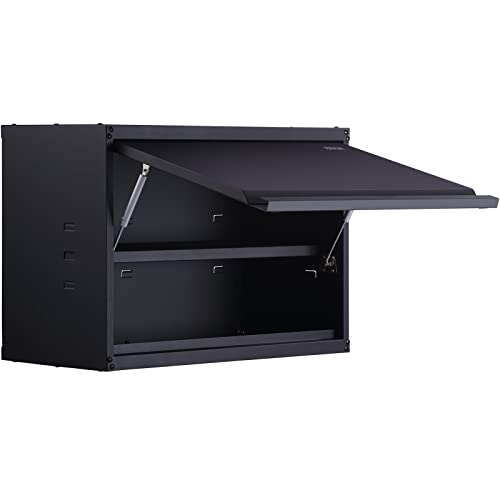 VEVOR Metal Storage Cabinet, 120lbs Load Capacity per Shelf, 20'' Tall Wall-Mounted Powder-Coating Steel Garage Cabinet with Adjustable Shelf, Press to Close & Open Door Perfect for Office Garage Tool - size: Flip up 20"