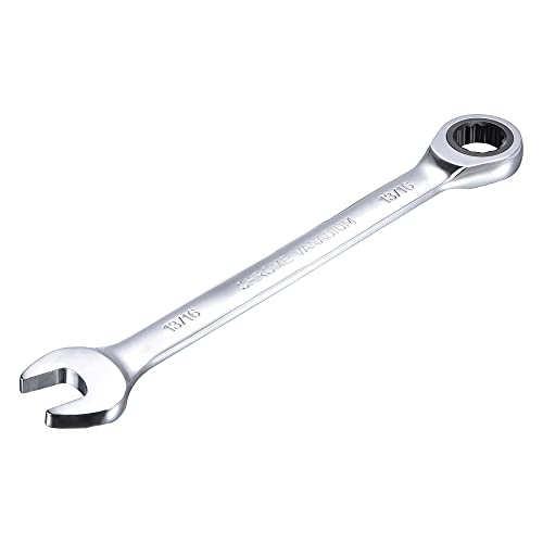 uxcell 13/16 Inch Ratcheting Combination Wrench SAE 72 Teeth 12 Point Ratchet Box Ended Spanner Tools, Cr-V - size: 13/16"
