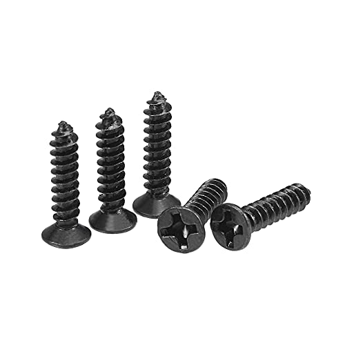 uxcell M3 x 14mm Wood Screws Phillips Flat Head Carbon Steel Self Tapping Screws Black 200pcs - size: M3 x 14mm