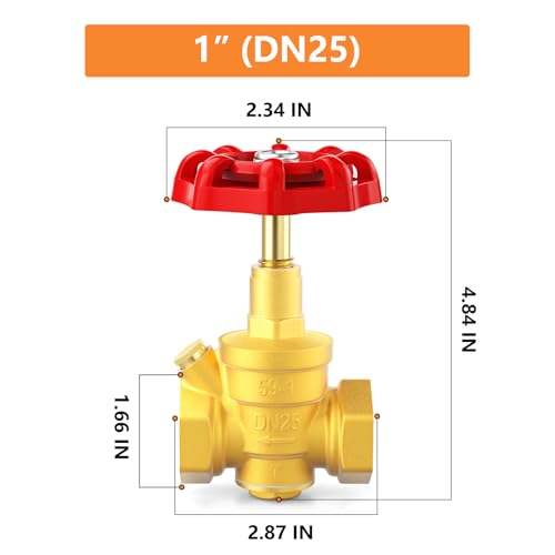 GASHER 1" Water Pressure Reducing Valve with Gauge Port 1/4", Brass Water pressure regulating valve for home - size: 1 Inch