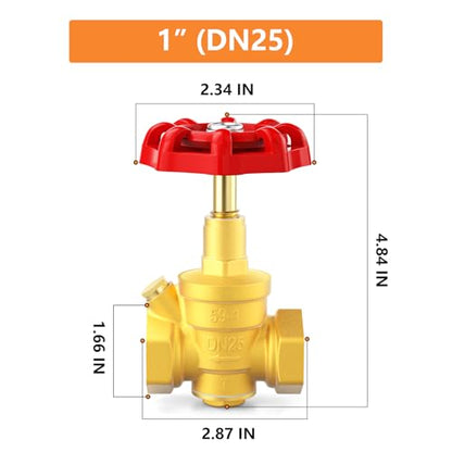 GASHER 1" Water Pressure Reducing Valve with Gauge Port 1/4", Brass Water pressure regulating valve for home - size: 1 Inch