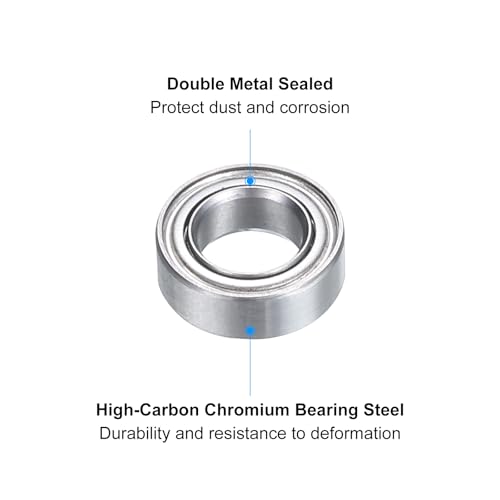 uxcell MR95ZZ Deep-Groove Ball Bearings for Rollers, 5mm x 9mm x 3mm Seal Bearings with Fiber Gloves, Double Metal Sealed Bearing Steel Skateboard Bearings 10Pcs - size: MR95ZZ