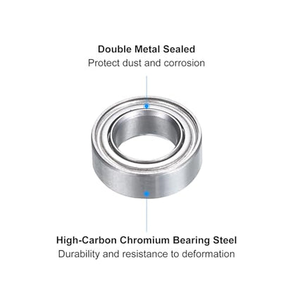 uxcell MR95ZZ Deep-Groove Ball Bearings for Rollers, 5mm x 9mm x 3mm Seal Bearings with Fiber Gloves, Double Metal Sealed Bearing Steel Skateboard Bearings 10Pcs - size: MR95ZZ