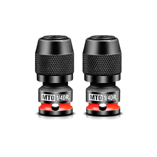 MTO 1/4-Inch Square Drive to 1/4-Inch Hex Socket Adapter, 2PCS Quick Release Impact Bit Holder, for Impact Wrench Ratchet, CR-MO - size: 1/4" Drive