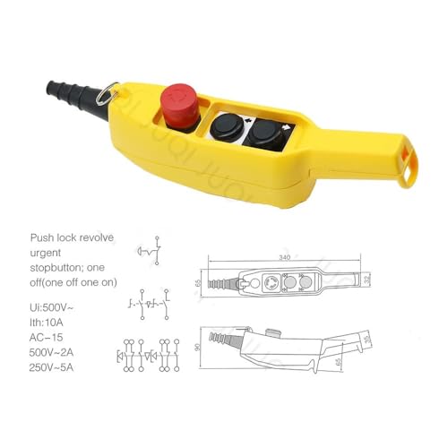 COB-61E PL-03D2 Rainproof Hoist Crane Truck Push Button Switch Control Station Single/Double Speed with Emergency Stop(DoubleSpeed PL-03D2) - color: DoubleSpeed PL-03D2
