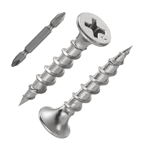 Wensilon (313 pcs)#8X1 410 Stainless Steel Fastener Drywall Screws-Phillips with coarse Threaded tip, Suitable for Drywall Slate, Wood, etc.(1 pounds) - color: Stainless Steel, size: #8*1"