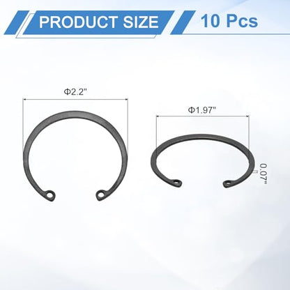 uxcell 10Pcs 2-1/16" (52mm) Internal Retaining Ring Circlip, 65 Mn Spring Steel Internal Circlip Snap Rings C-Clips for Grooved Shafts Studs, Black - size: 2-1/16"(52mm)