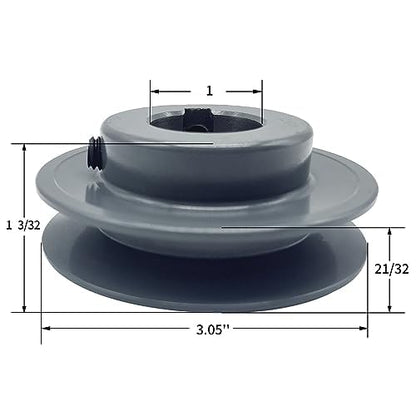 AK30-1 v Belt Pulley, 3.05 inch OD, 1 Inch Bore,Cast Iron Material, AK Single Groove Motor Pulley for "4L" or "A" or "3L" Belts - size: 3.05 inch OD, 1 Inch Bore, style: 1 Groove