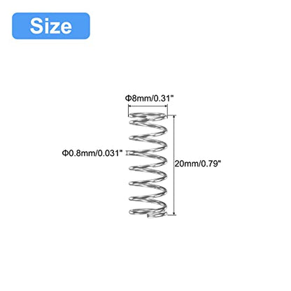 uxcell 5Pcs Compression Spring 304 Stainless Steel 8mmOD,0.8mmWD,20mmFL - size: 8x0.8x20mm