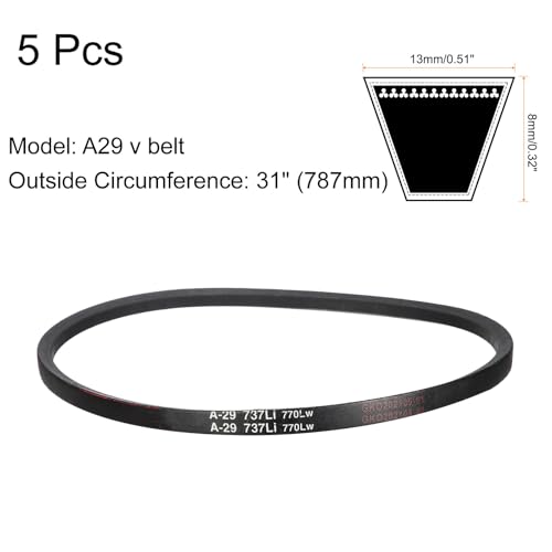 uxcell 5Pcs A29 Classic Wrapped Rubber V-Belt, 31" Lo x 0.51" W x 0.32" H - size: A29