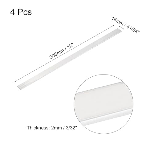 MECCANIXITY 4 Pcs Square Aluminum Flat Bar, 1/16" (2mm) Thick x 5/8" (16mm) Width x 12" (305mm) Long 6061 Aluminum Flat Plate Solid New Mill Stock Silver for Industrial Building - size: 1/16"(2mm)x5/8"(16mm)x12"(305mm)