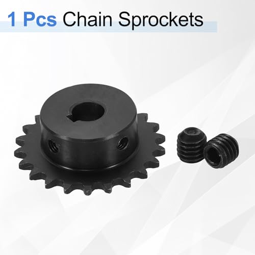 uxcell #25 Chain Roller Sprocket 10mm Bore 47.5mm OD, 22 Tooth C45 Carbon Steel ANSI #25 Roller Sprocket Round Hole with 4x1.8mm Keyway & Set Screws for ISO 04C Chain, Black - size: 10mm Bore 47.5mm OD, 22 Tooth, 4x1.8mm Keyway