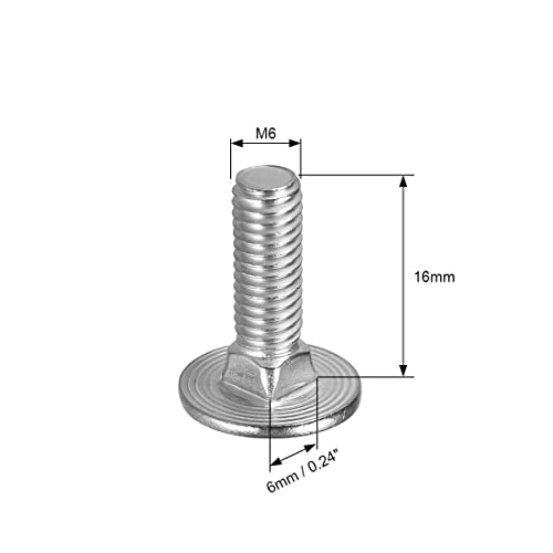 uxcell Carriage Bolts, Neck Carriage Bolt, Round Head Square Neck 304 Stainless Steel M6x16mm 20pcs - size: M6x16mm