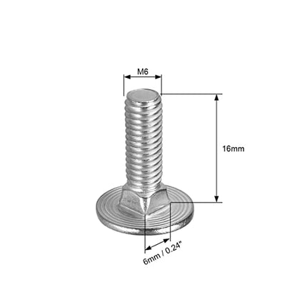 uxcell Carriage Bolts, Neck Carriage Bolt, Round Head Square Neck 304 Stainless Steel M6x16mm 20pcs - size: M6x16mm