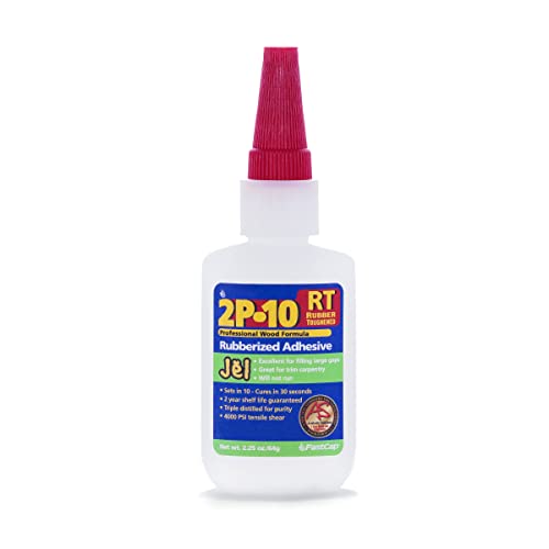 FastCap 2P-10 JEL (RT-Rubber-toughened) Industrial Strength Heavy-Duty Super Glue -(CA Adhesive) -2.25oz/64g. Great for use on Vertical Surfaces. Shock Resistant. Activator Sold Separately (1-Bottle) - style: JEL RT