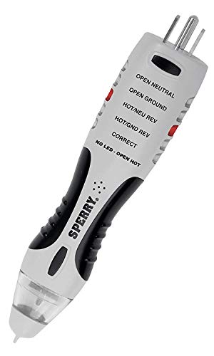 Sperry Instruments VD7504GFI DualCheck 2-in-1 Non-Contact Voltage Detector + GFCI Outlet Circuit Analyzer, 360° Visual & Audible Indicators, 50-1000V AC, 250 lb. Crush Rating