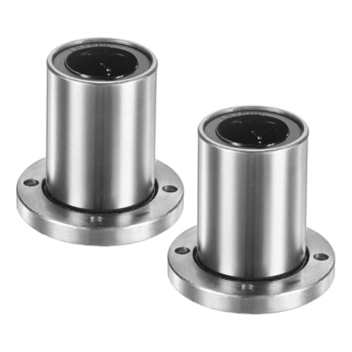 PATIKIL LMK25UU Linear Ball Bearings 25mm Bore Dia 40mm OD 59mm Long 5.5mm Hole, 2Pcs Round Flange Linear Motion Bushing Double Side Rubber Sealed Rod Liner Shaft for Machine 3D Printer - size: 25mm