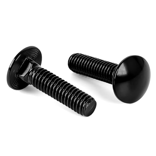 5/16-18 x 1-1/2" Carriage Bolts, Stainless Steel 18-8 (304), Round Head, Square Neck, Fully Threaded, Black Finish, 20 PCS - color: Black, size: 5/16-18 x 1-1/2"