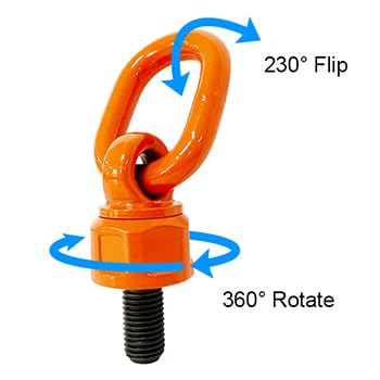 Eye Bolt M16x31.8 Max Load 1.5 Tons Metric Thread Universal Swivel Hoist Rings 360°Rotation Made of Alloy Steel, Tensile Strength > 1080MPa - size: M16x31.8
