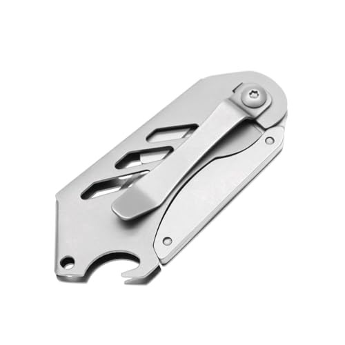 Small Utility Knife, Mini Box Cutter with Bottle Opener, Compact Portable Light Weight Everyday Carry Extra SK5 Replacement blades Foldable Quick Change Pocket EDC Gear for Carton, Carboard (Silver) - color: Silver