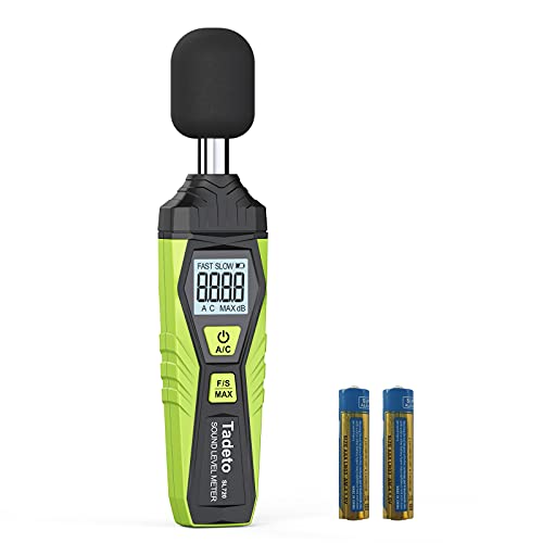 Decibel Meter, Tadeto Digital Sound Level Meter Portable SPL Meter 30dB to 130dB MAX Data Hold with LCD Display Backlight A/C Weighted for Home Factories - color: Green
