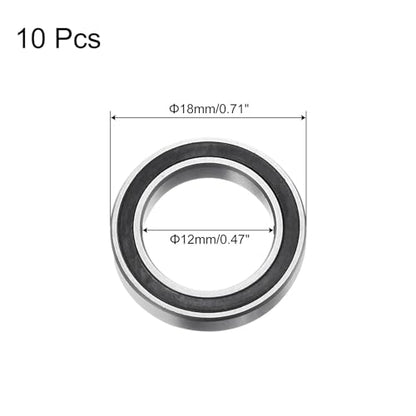 uxcell 10pcs 6701-2RS Deep Groove Ball Bearings, Chrome Steel Double Rubber Sealed Bearing 12mm x 18mm x 4mm - size: 12mm x 18mm x 4mm
