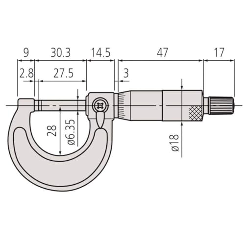 Mitutoyo 103-137, 0-25mm X 0.01mm Outside Micrometer, Ratchet
