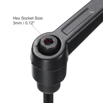 uxcell 5pcs Adjustable Clamping Lever Handle M5 x 50mm Metric Black Oxide Carbon Steel Male Threaded Stud Hand Knobs Ratchet Rotating Screw Handles Bolts with Locking Lever Black - size: M5 x 50mm