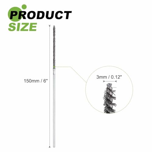 HARFINGTON 4pcs Wire Bore Brush 6 x 1/8" 1/8 Inch Shank Stainless Steel Bristles Cleaning Brush for Clean Car Part Tube Kitchen Garage - size: 6 inches