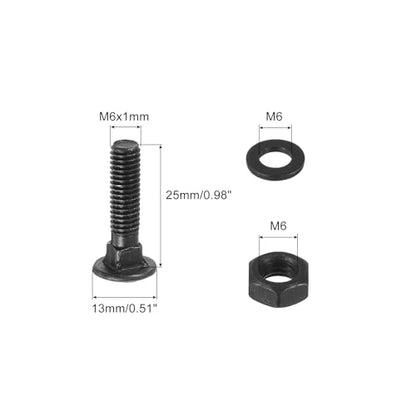 uxcell M6 x 20mm Carriage Bolt Kit, 12 Set Round Head Square Neck Screws, Carriage Bolts Screws Set Includes Washers and Nuts - Carbon Steel Black Oxide for Fastening Accessories - size: M6 x 20mm