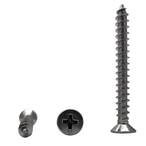 5 x 45mm Screw, Flat Head, Phillips Drive, Self Drilling, 304 Stainless Steel Drywall Wood Screws 50Pcs - size: 5 x 45mm