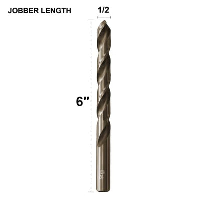 1/2 inch Cobalt Drill Bit for Metal and Hard Steel(2pcs),M35 High Speed Steel Twist Jobber Metal Drill Bits,with Index Storage Case - size: 1/2 in (2 pcs)
