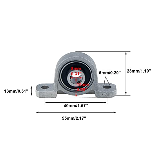 Pillow Block Bearing 4Pcs, 5/16" (8mm) ID Mounted Pillow Block Bearings, Vertical Zinc Alloy Steel Mounted Flange Bearing, Self Alignment, KP08 - size: 5/16"(KP08)