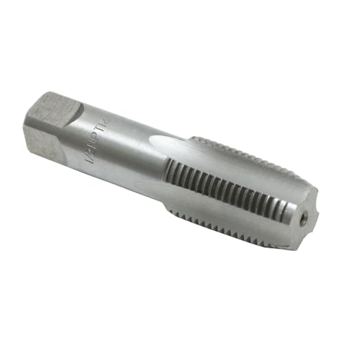 HFS(R) 1/2" NPT Pipe Tap – Carbon Steel Pipe Threading Tool for Industrial, Plumbing & Auto Repair, Professional DIY Thread Cutting - size: 1/2"