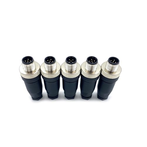 5 Pcs M12 5 Pin B Code Male Connector, IP67 Waterproof B Code Industrial Circular Connector Field Assembly Wireable Adapter Unshielded Straight Type Sensor for PG7 Cable 125V 4A - size: M12 5Pin B Code male Straight