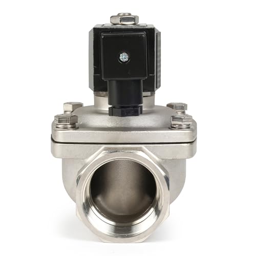 U.S. Solid 1-1/2" Stainless Steel Solenoid Valve - 12V DC, Normally Closed, 145 PSI Electric Valve for Water, Air, Diesel - size: 1-1/2 "