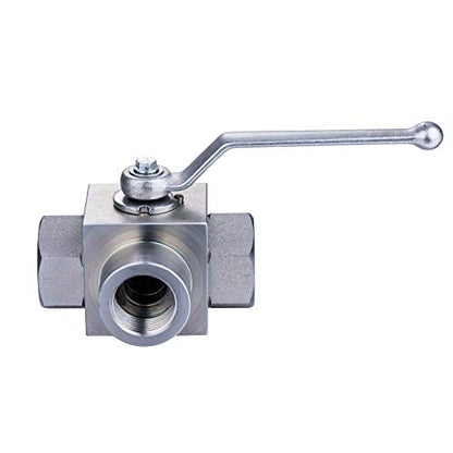 Taixin 3way Hydraulic Ball Valve 3/4 inch NPT Female Hydraulic Valve 5800PSI KHB3K L-Bore High Pressure Ball Valve - size: 3/4 NPT, style: KHB3K