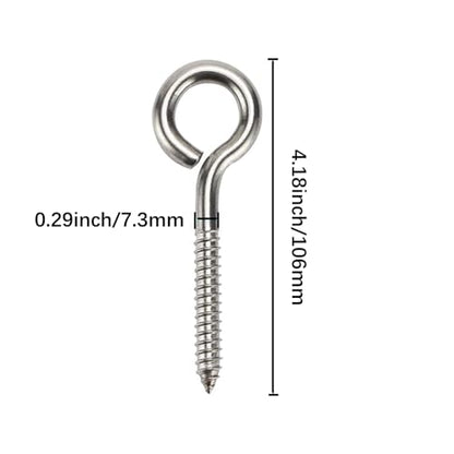 HOME MASTER HARDWARE Stainless Steel Eye Hooks, 10 Pack, Heavy Duty, Rust Resistant, 4.25 Inch, Indoor Outdoor Use - size: 5/16 in x 4-1/4 in