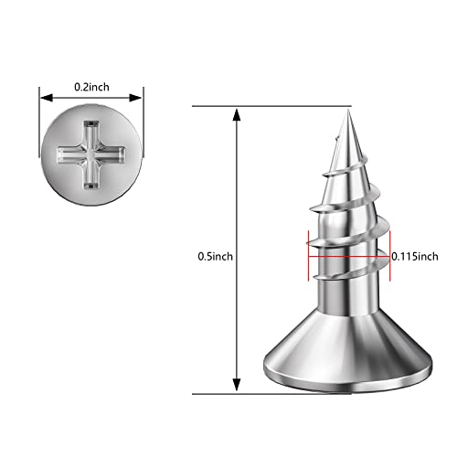 Wensilon (1200Pcs) #4x1/2 Wood Screw Quick Metal Self Tapping Flat Head 304 Stainless Steel - color: Silver, size: #4x1/2