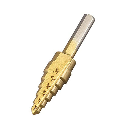 uxcell Step Drill Bit HSS4241 3/16" to 1/2" 6 Sizes Straight Flutes Triangular Shank for Metal Wood Plastic