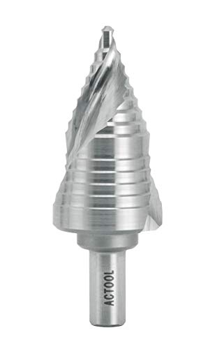 Industrial HSS Step Drill Bit 7/8'' to 1-1/8'' with 3/8'' Shank, Unibit Double Spiral Flute for Metal, Stainless Steel, Aluminum, Plastic - size: 7/8'' to 1-1/8''