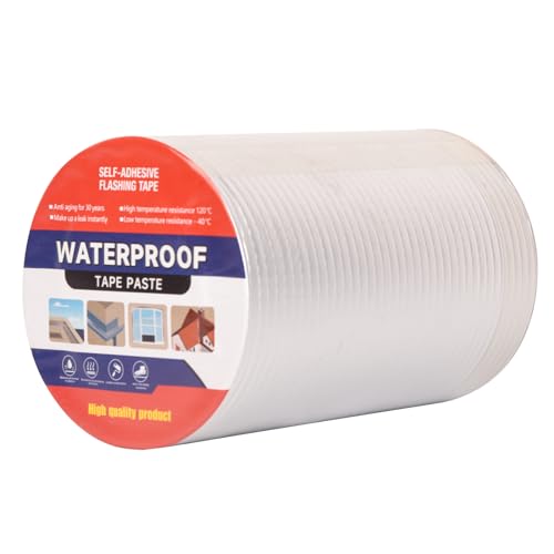 Butyl Waterproof Tape 8" W X 32.8' L Aluminum Foil Tape with Butyl Rubber Adhesive, Aluminum Butyl Rubber Tape for Window Caulking, Boat Sealing, Roof Patching, Silver - size: 8" W X 32.8' L