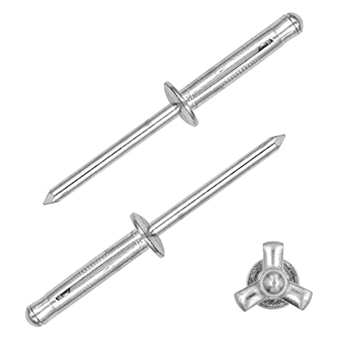 ALLCLEAN 3/16" x 1" Tri-Fold Rivets Assortment - 50Pcs,Silver Tri-fold Exploding Pop Rivets Solid Aluminum Tri Grip Rivets Bulb Style Rivets for Kayak Marine Boat - color: Silver, size: 3/16"x1"