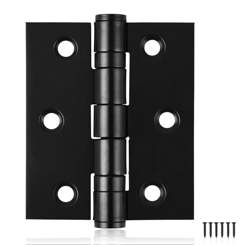 6-Pack Black Door Hinges, 3 Inch Heavy Duty Stainless Steel Hinge for Interior Exterior Doors, Max Loading 100LB, Matte Black Ball Bearing Hinges with Screws, Smooth and Quiet - size: 3inch - 6 Pack
