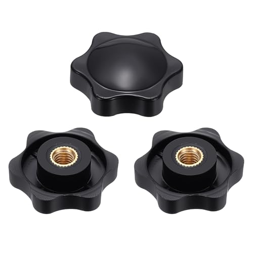 HARFINGTON Star Knob M6 Female Thread 32mm Head Brass Insert Black 3pcs - color: Black, size: M6 x 32mm