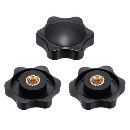 HARFINGTON Star Knob M6 Female Thread 32mm Head Brass Insert Black 3pcs - color: Black, size: M6 x 32mm