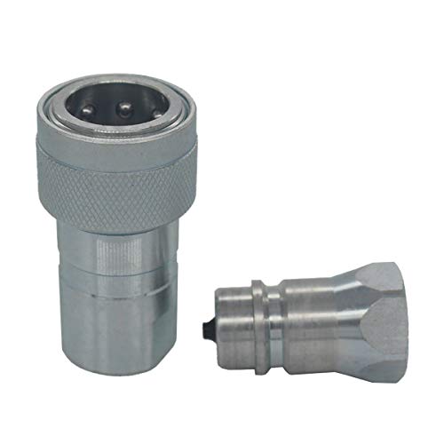 1-Set 3/8'' Ag ISO5675 Carbon Steel Hydraulic Quick Connect Coupling/Coupler Poppet Valve，Pioneer Type, Set w/Dust Cap - size: 1Set-3/8 NPT ( Poppet)