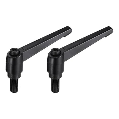 uxcell M12 x 25mm Handle Adjustable Clamping Lever Thread Push Button Ratchet Male Threaded Stud Knobs Locking Rotating Screw Handles Quick Release Bolt Black 2pcs - color: Black, size: M12 x 25mm